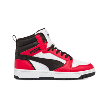 Sneakers alte bianche, rosse e nere da ragazzo Puma Rebound V6 Mid Jr, Brand, SKU s352500241, Immagine 0